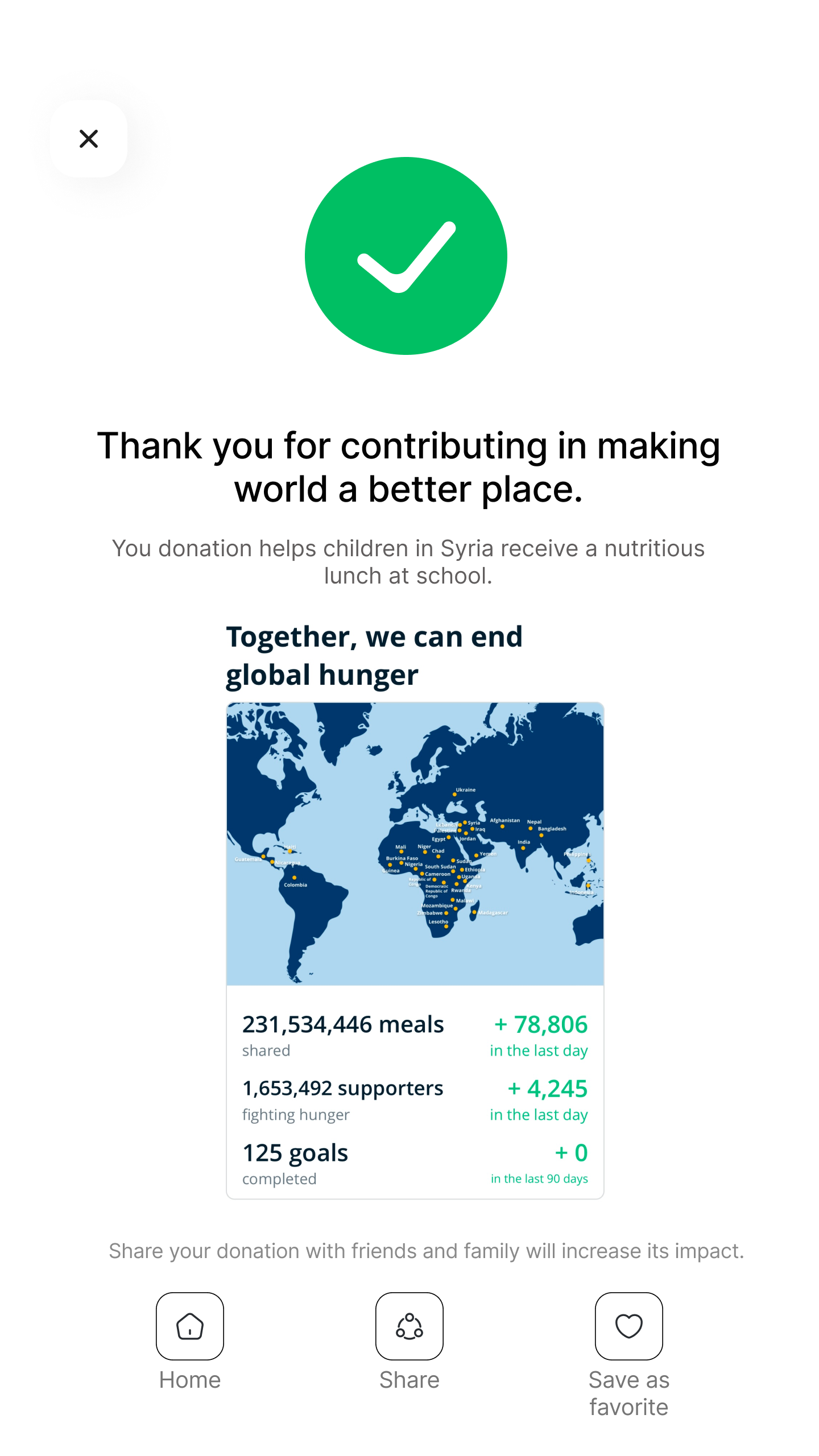 Charity payment after iteration screen 3